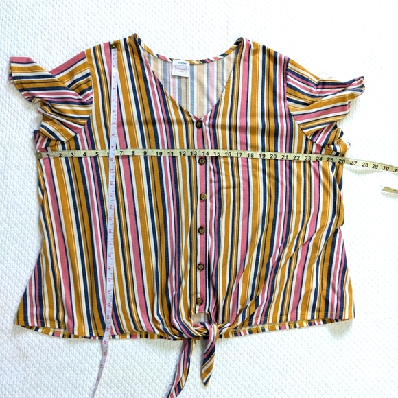 MARINA LUNA Tie Front Faux button down Shirt Sleeve Shirt - Picture 5 of 9